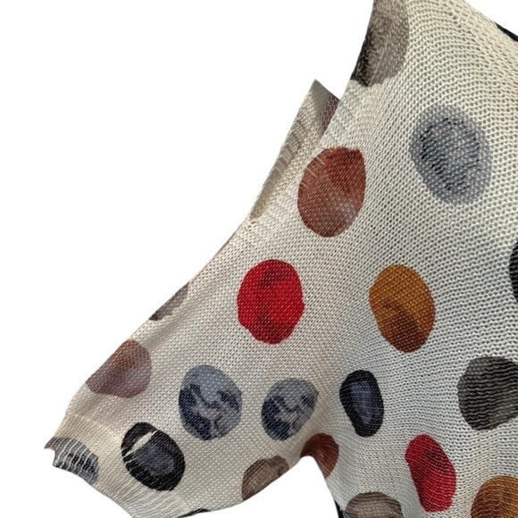 Luisa Ricci Polka Dot Knit Sweater Sz L Cold Shoulder Cropped Made in Italy - Picture 4 of 5